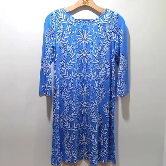 Lilly Pulitzer Ophelia Swing Dress Women's XS Have It Both Rays 3/4 Sleeve Blue - Picture 2 of 8